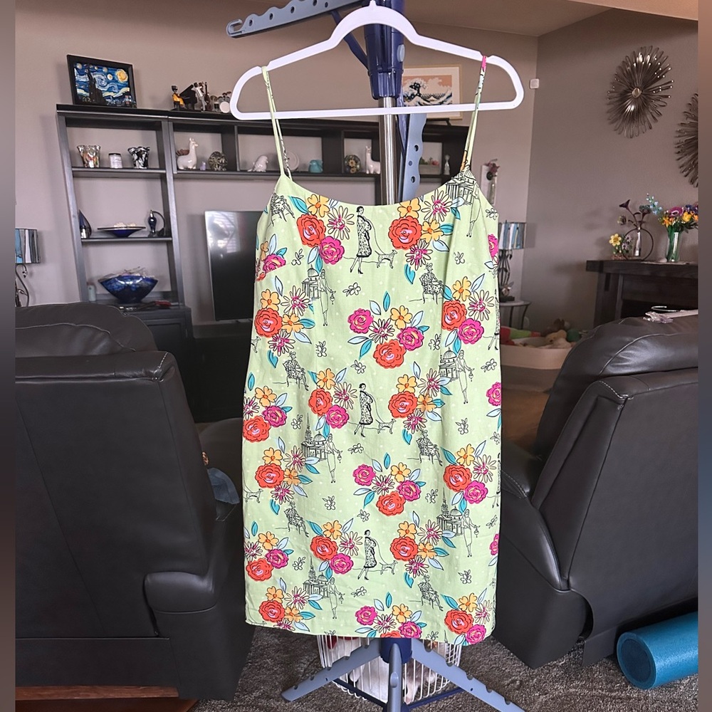 Island Casuals floral spaghetti strap sundress with vintage pattern Size 10